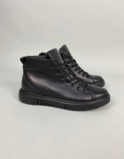 Foto Męskie skórzane buty zimowe w kolorze czarnym 7901з/40 1