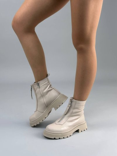Фото Ботинки женские кожаные молочные зимние 6502-2з/38 1