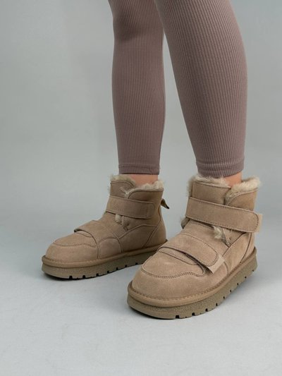 Damskie zamszowe beżowe buty ugg z zapięciem na rzepy 36 (23,5 cm)