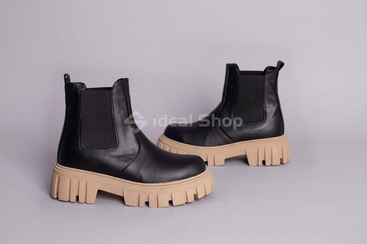 Foto Czarne skórzane buty damskie z gumką na beżowej podeszwie 5588-4д/35 7