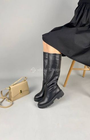 Foto Damskie skórzane czarne buty zimowe na czarnej podeszwie 7006-2е/36 4