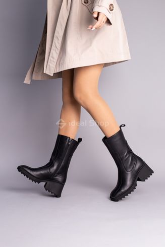Фото Полусапожки женские кожаные черные на небольшом каблуке 6767д/36 4
