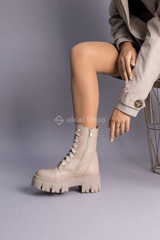 Фото Ботинки женские кожаные бежевого цвета демисезонные 6714-2д/36 5