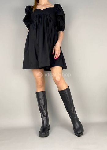 Фото Сапоги женские кожаные черные на черной подошве зимние 7006-2е/36 3