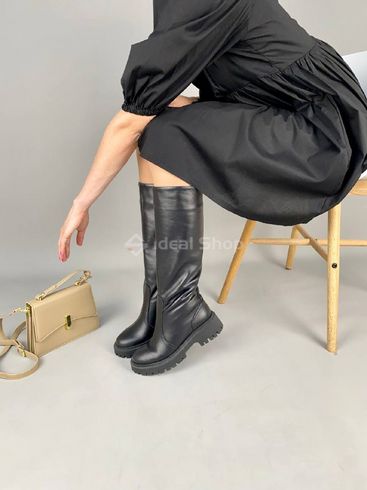 Фото Сапоги женские кожаные черные на черной подошве зимние 7006-2е/36 6