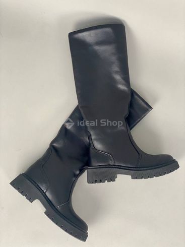 Foto Damskie skórzane czarne buty zimowe na czarnej podeszwie 7006-2е/36 11