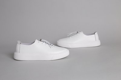 Sneakersy męskie skórzane białe na białej podeszwie 42 (28 cm)