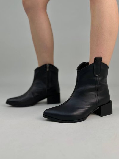 Foto Kozaki damskie skórzane czarne buty zimowe na obcasie z zamkiem 5520з/37 1