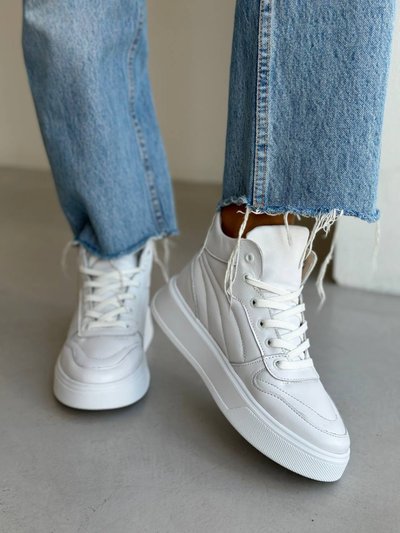 Sneakersy damskie skórzane białe wysokie na skórzanej podszewce 36 (23,5 cm)