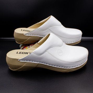 Фото Жіночі сабо шкіряні Leon 3100, білі 3100-white-41 1