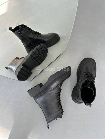 Foto Skórzane buty zimowe damskie czarne 6612з/36 11