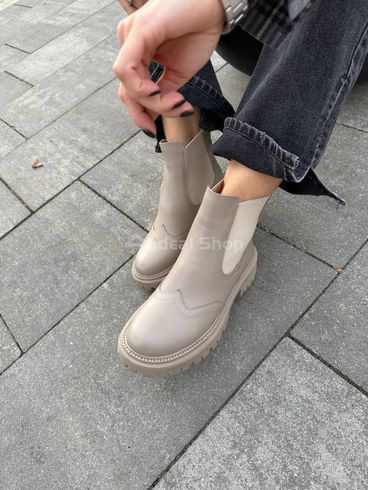 Foto Skórzane beżowe półsezonowe damskie buty Chelsea 8604-1д/36 4