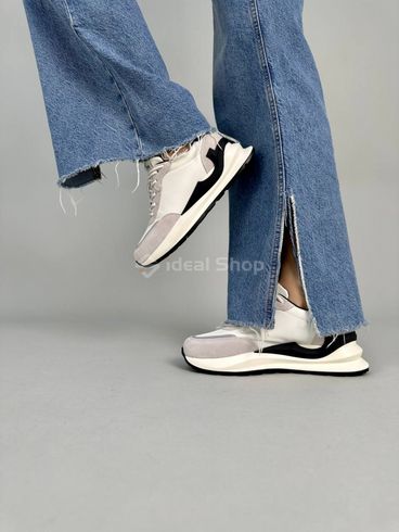 Кросівки жіночі з нейлону білого кольору зі вставками шкіри та нубуку 36 (23 см)