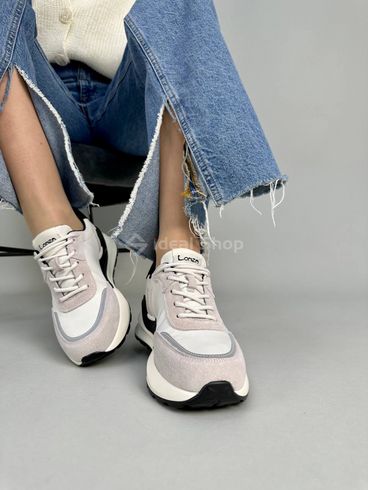 Кросівки жіночі з нейлону білого кольору зі вставками шкіри та нубуку 36 (23 см)