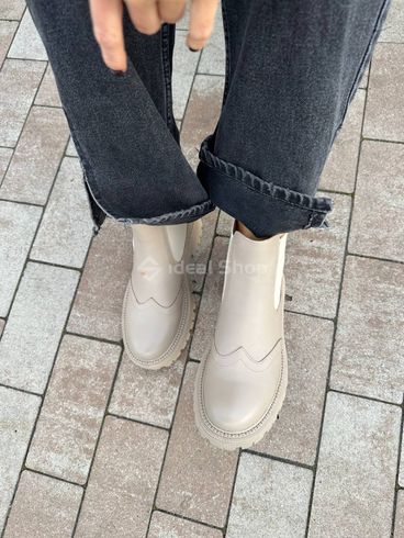 Foto Skórzane beżowe półsezonowe damskie buty Chelsea 8604-1д/36 2