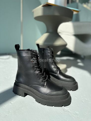 Foto Skórzane buty zimowe damskie czarne 6612з/36 10