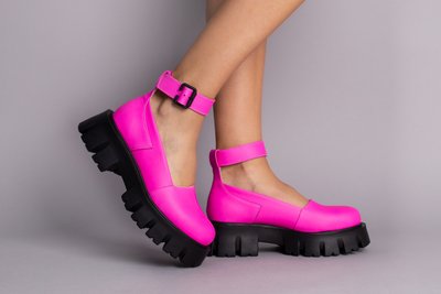 Туфлі жіночі шкіряні рожеві на масивній підошві 36 (24 см)