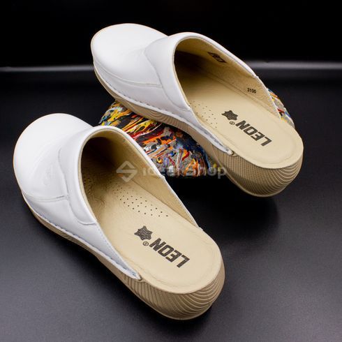 Фото Жіночі сабо шкіряні Leon 3100, білі 3100-white-41 12
