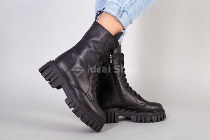Фото Ботинки женские кожаные черные демисезонные 5576-1д/36 1