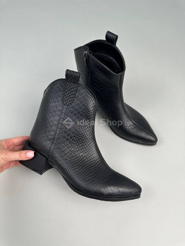 Foto Kozaki damskie ze skóry gada czarne buty zimowe na obcasie z zamkiem 5520-3з/36 12