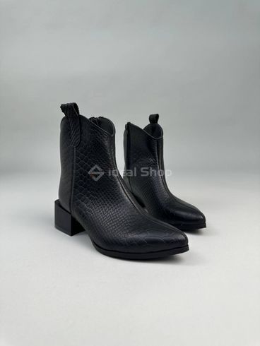 Foto Kozaki damskie ze skóry gada czarne buty zimowe na obcasie z zamkiem 5520-3з/36 10