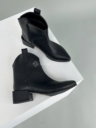 Foto Kozaki damskie ze skóry gada czarne buty zimowe na obcasie z zamkiem 5520-3з/36 11