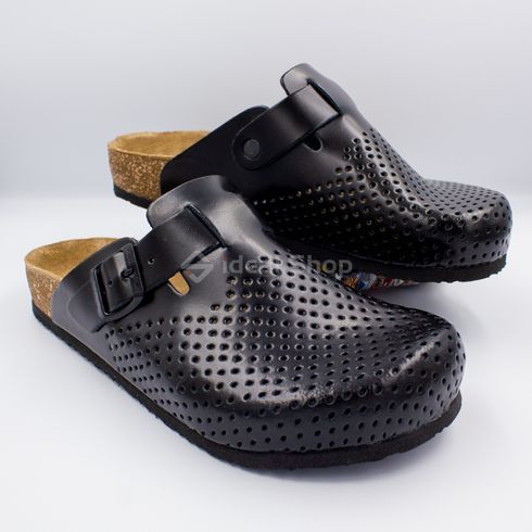 Фото Анатомические сабо кожаные Leon Bjorn 4700, черные 4700-black-47 3