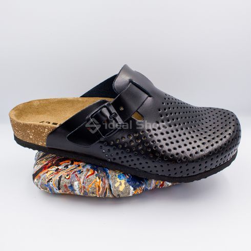Фото Анатомические сабо кожаные Leon Bjorn 4700, черные 4700-black-47 19