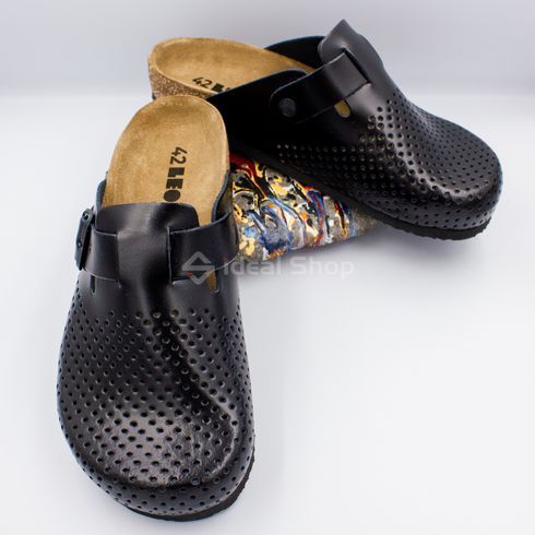 Фото Анатомические сабо кожаные Leon Bjorn 4700, черные 4700-black-47 21