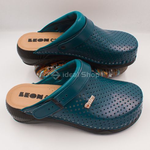 Фото Жіночі тапочки сабо шкіряні Leon Pandora II, 3300, сині 3300-blue 2