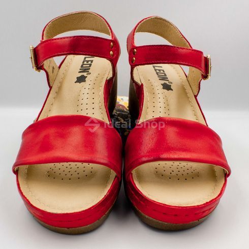 Фото Босоніжки жіночі шкіряні Leon 1070, червоні 1070-red-38 7