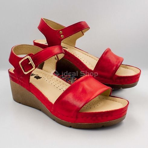 Фото Босоніжки жіночі шкіряні Leon 1070, червоні 1070-red-38 5