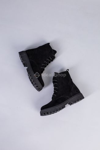 Фото Ботинки женские замшевые черные, на шнурках и с замком, на цигейке 6701-5ц/36 12