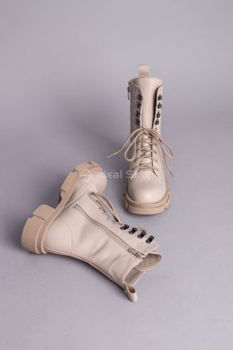 Фото Ботинки женские кожаные цвет латте на шнурках и с замком, на меху 5542-4з/39 9