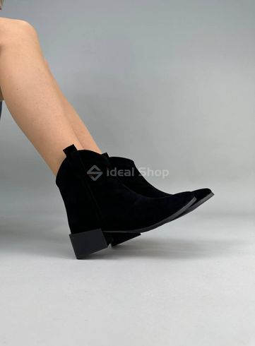 Фото Ботинки ковбойки женские замшевые черного цвета на каблуке демисезонные 5515-1д/36 5
