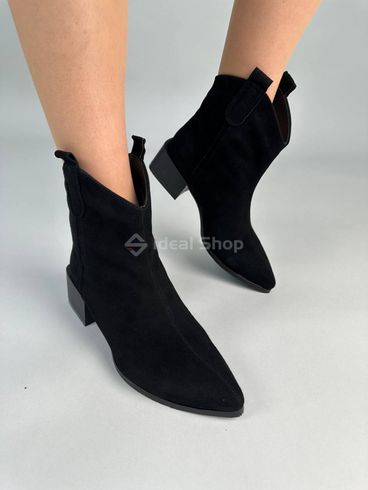 Фото Ботинки ковбойки женские замшевые черного цвета на каблуке демисезонные 5515-1д/36 2