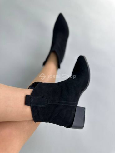 Фото Ботинки ковбойки женские замшевые черного цвета на каблуке демисезонные 5515-1д/36 9
