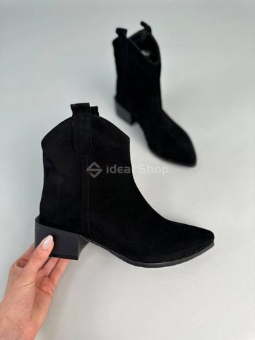 Фото Ботинки ковбойки женские замшевые черного цвета на каблуке демисезонные 5515-1д/36 12