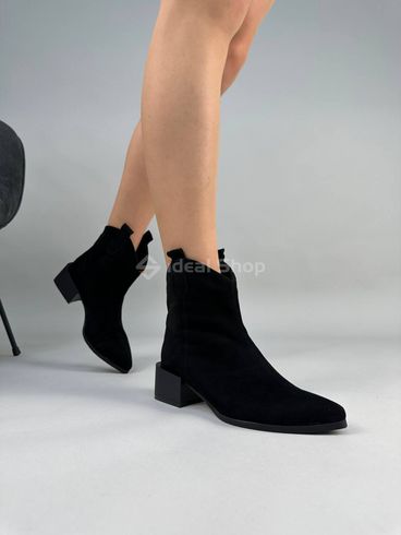 Фото Ботинки ковбойки женские замшевые черного цвета на каблуке демисезонные 5515-1д/36 3