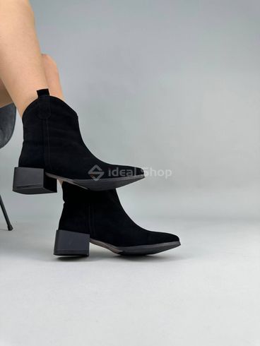 Фото Ботинки ковбойки женские замшевые черного цвета на каблуке демисезонные 5515-1д/36 4