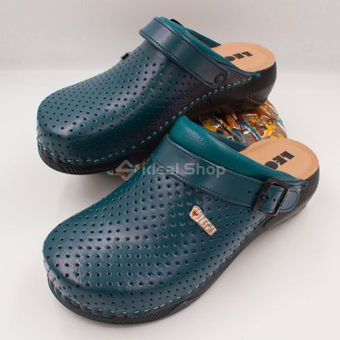 Фото Жіночі тапочки сабо шкіряні Leon Pandora II, 3300, сині 3300-blue-37 8