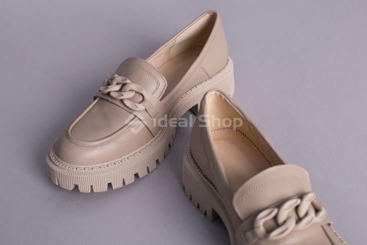 Туфлі жіночі шкіряні бежевого кольору 40 (26 см)