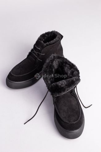 Фото Ботинки женские замшевые черные на шнурках, зимние 7370з/36 9
