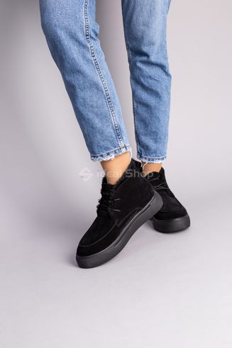 Фото Ботинки женские замшевые черные на шнурках, зимние 7370з/36 4