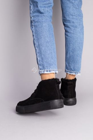 Фото Ботинки женские замшевые черные на шнурках, зимние 7370з/36 6