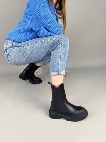Foto Damskie skórzane buty Chelsea w kolorze czarnym, wielosezonowe 6613д/36 4