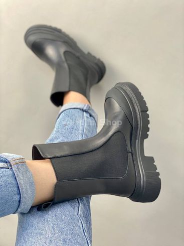 Foto Damskie skórzane buty Chelsea w kolorze czarnym, wielosezonowe 6613д/36 12