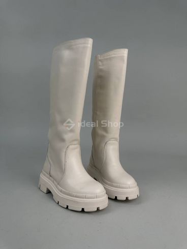 Foto Damskie skórzane buty zimowe w kolorze mlecznym 8702е/36 10