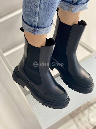 Foto Damskie skórzane buty Chelsea w kolorze czarnym, wielosezonowe 6613д/36 11