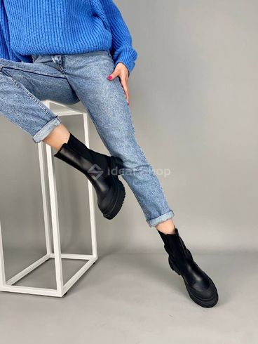 Foto Damskie skórzane buty Chelsea w kolorze czarnym, wielosezonowe 6613д/36 8